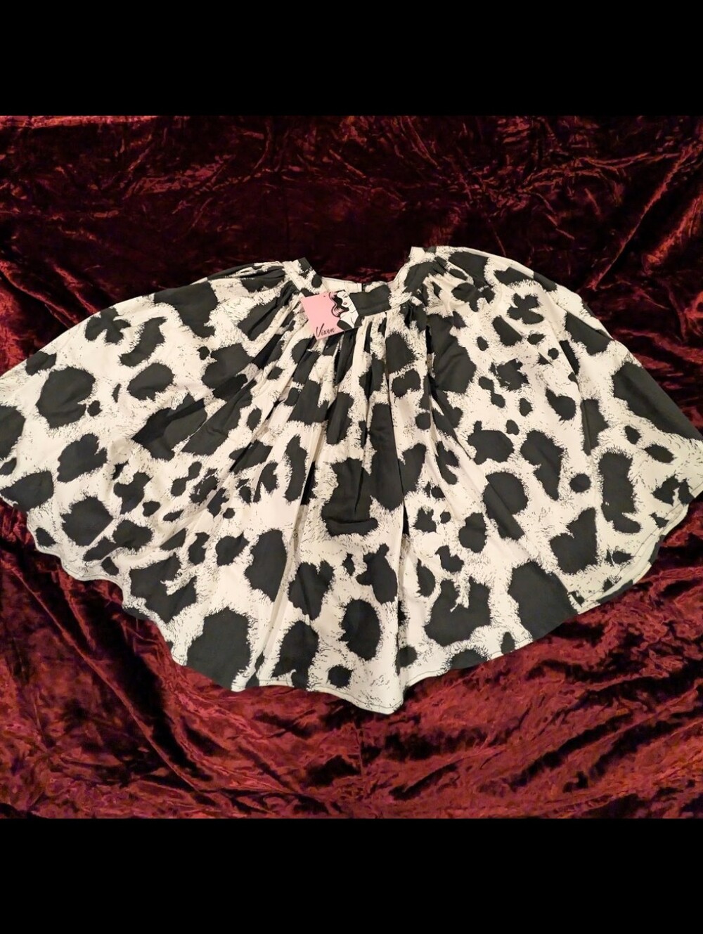 Vixen by Micheline Pitt Cow Print Skater Skirt Size M
